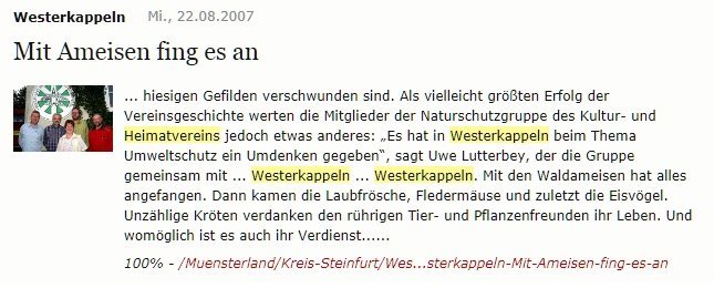 Bericht vom 22. 08. 2007